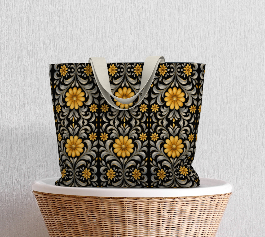 Midnight Silver Garden canvas tote bag final