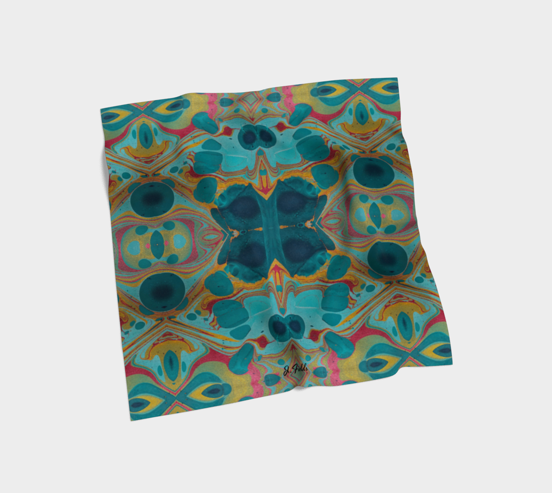 Gilded Peacock Feather 36 x 36 scarf