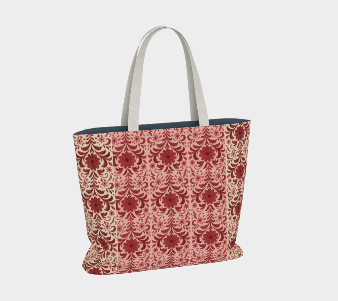Petite Fleur Rouge D'Hiver Large Canvas Tote Bag