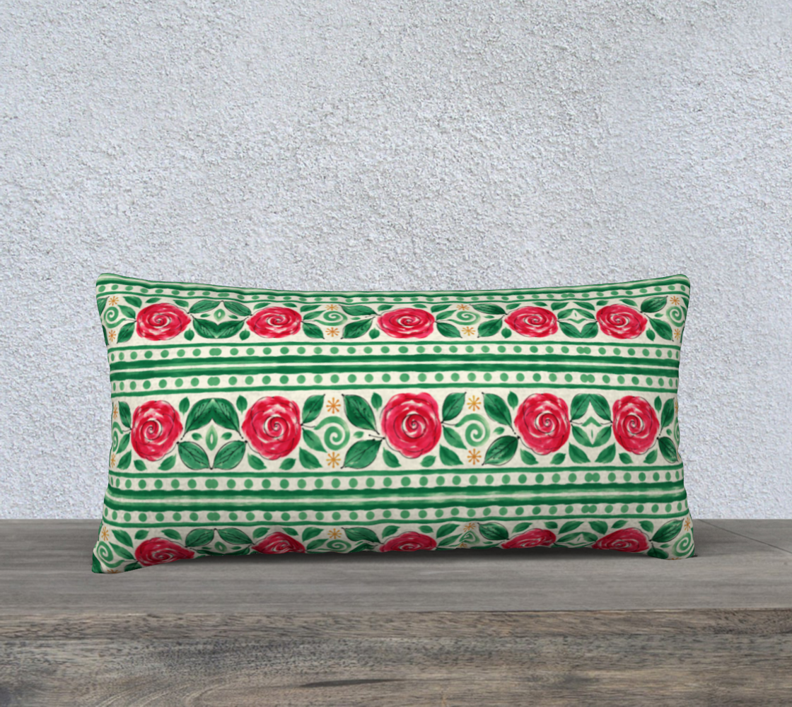 CHRISTMAS ROSES banded 12 x 24 pillow