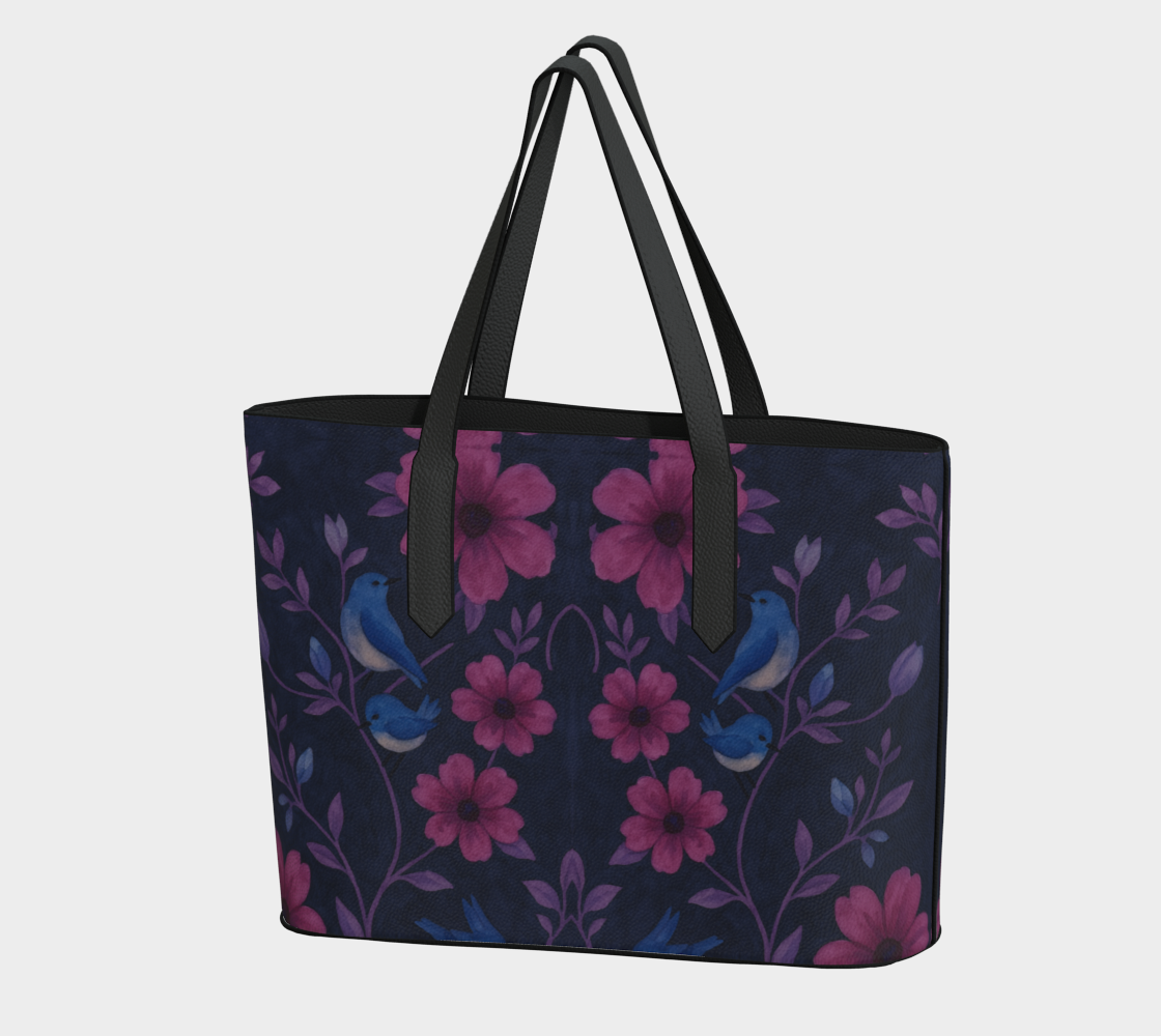 Songbird Bloom Plum Vegan Leather Tote Bag