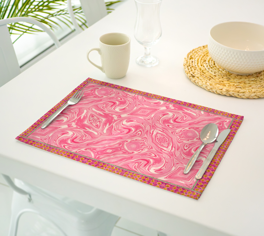 Pink Swirl with Border Placemats