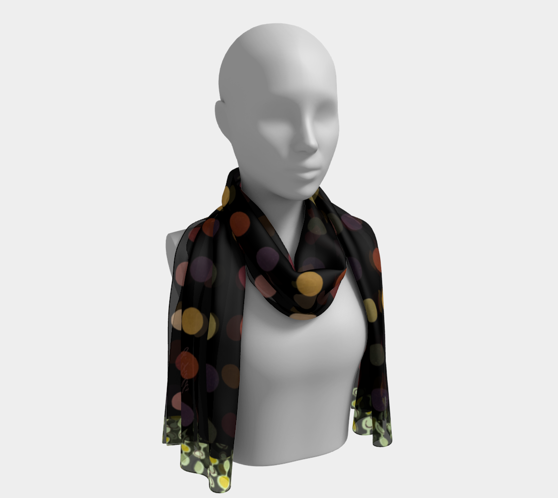 Carnivale Swirls of Green Silk Long Scarf