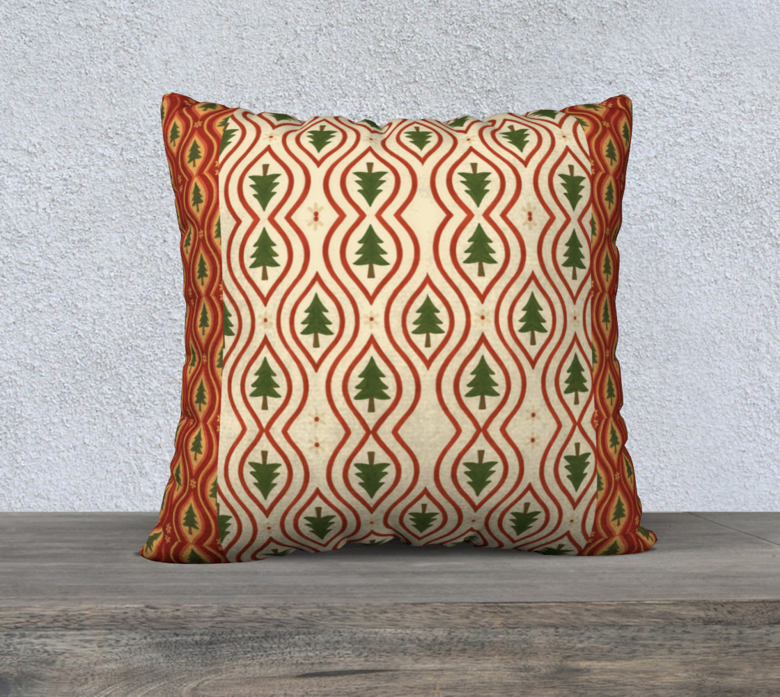 Evergreen Glow banded xmass trees  22 x 22 pillow