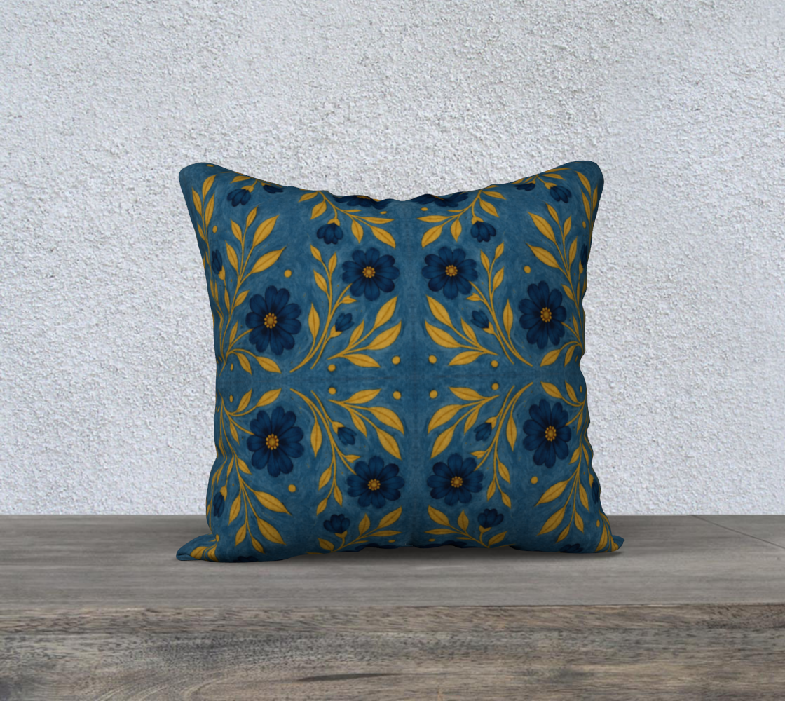Indigo meadow offset pillow 18 x 18 3