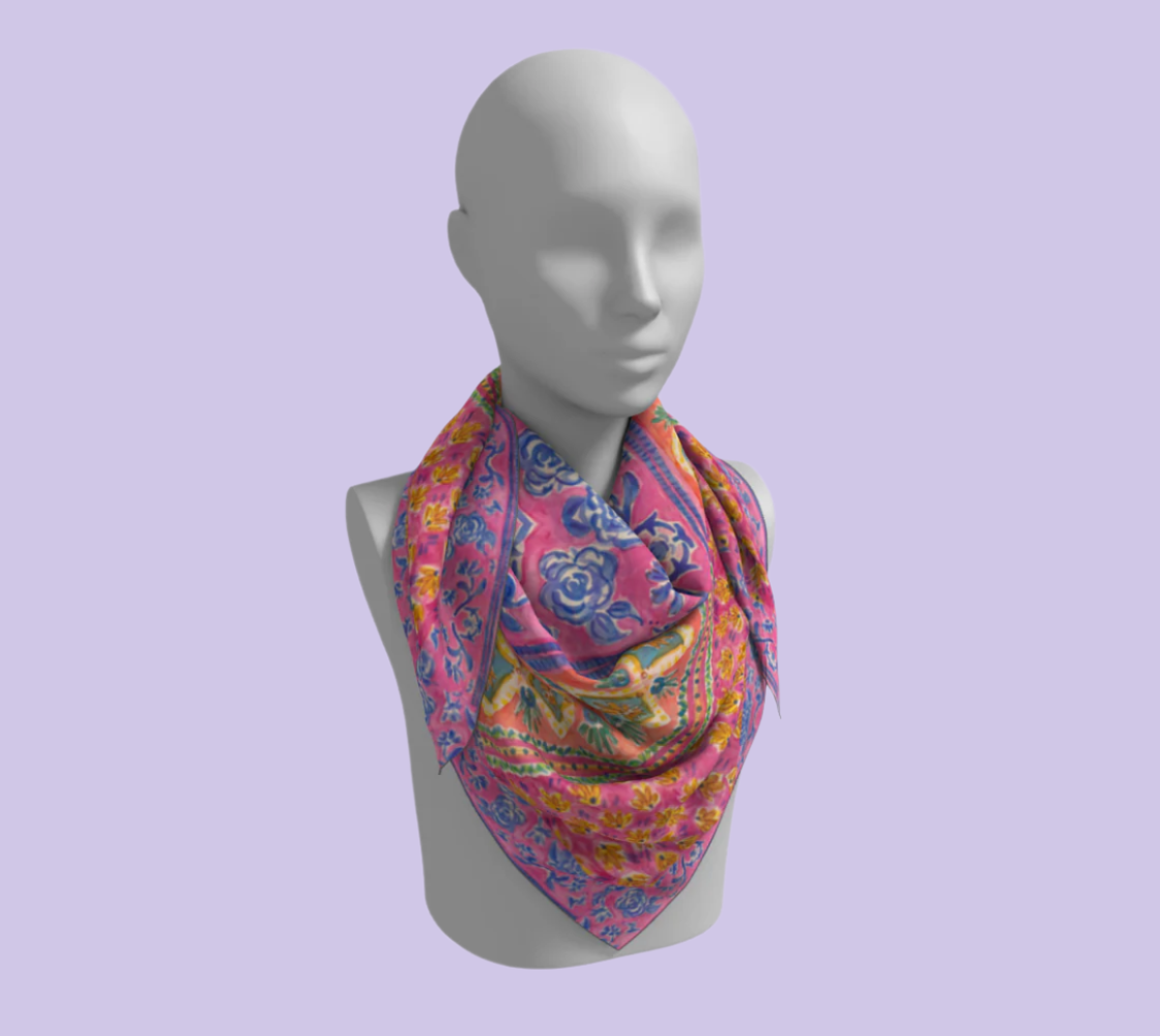 Coral Caravan Silk Square Scarf