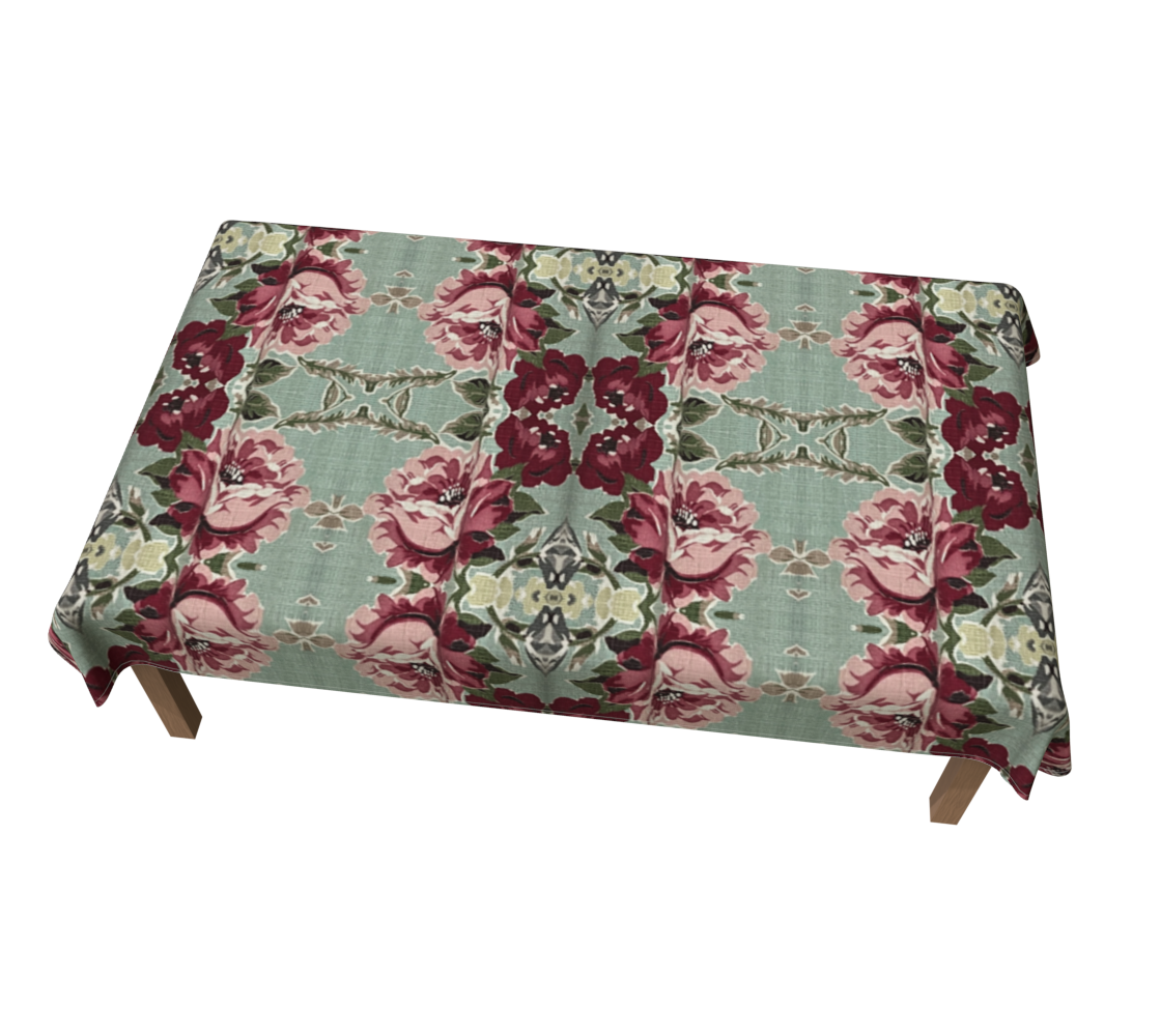 Seafoam Roses 90 x 60 wedding tablecloth