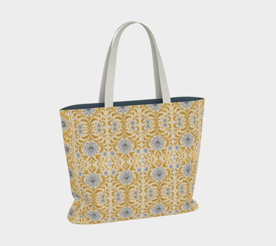 Gilded Garden Damask large canvas tote bag