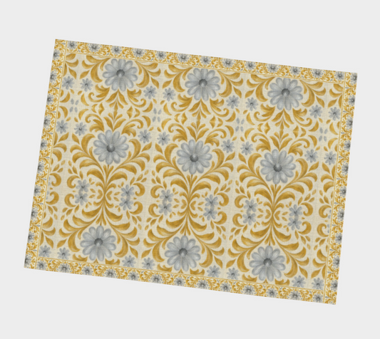 Gilded Garden Damask placemat w border