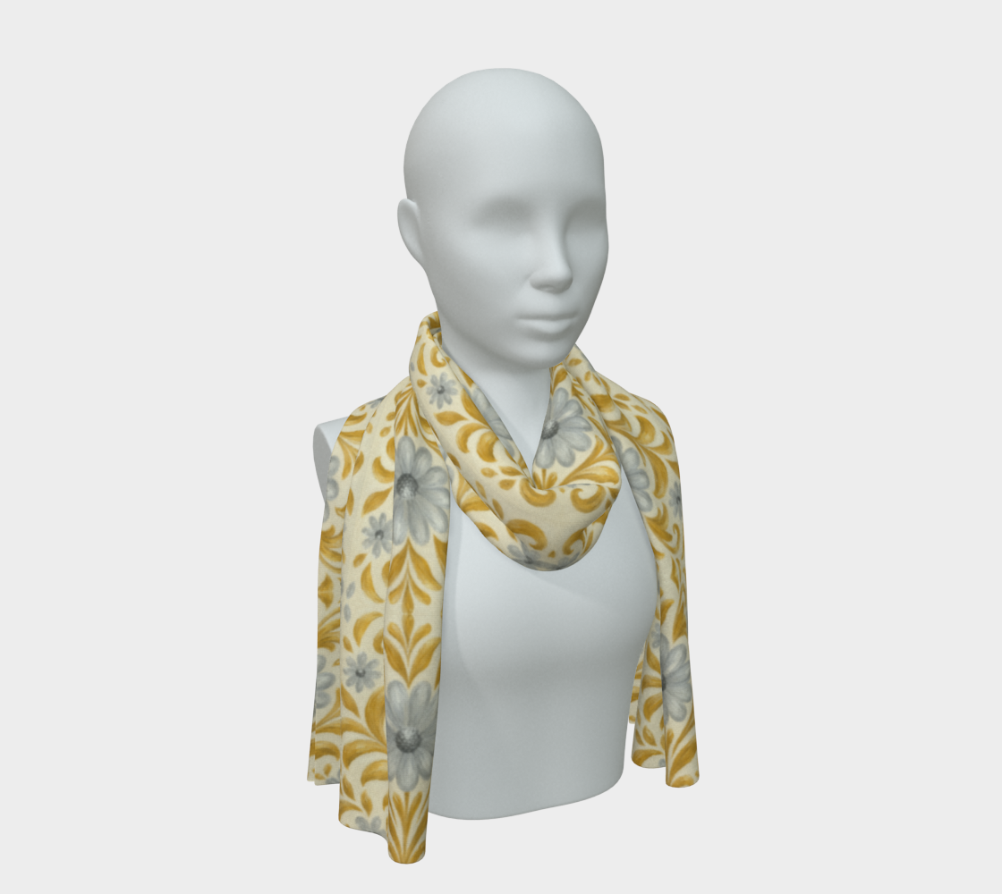 Gilded Garden long Silk Scarf