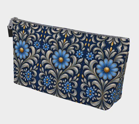 Gilded Navy Azure Bloom makeup bag