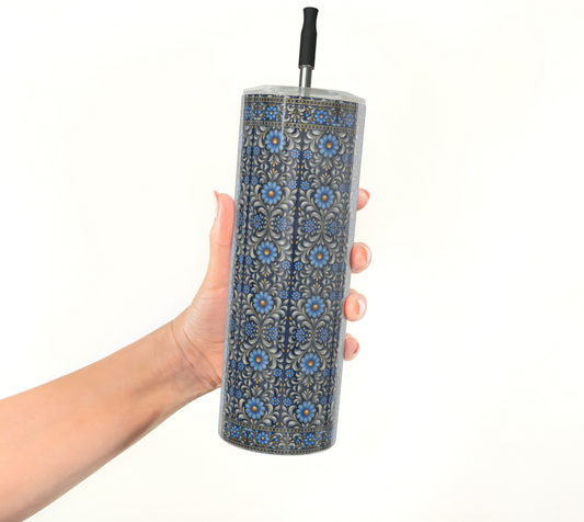 Gilded Navy Azure Bloom tumbler