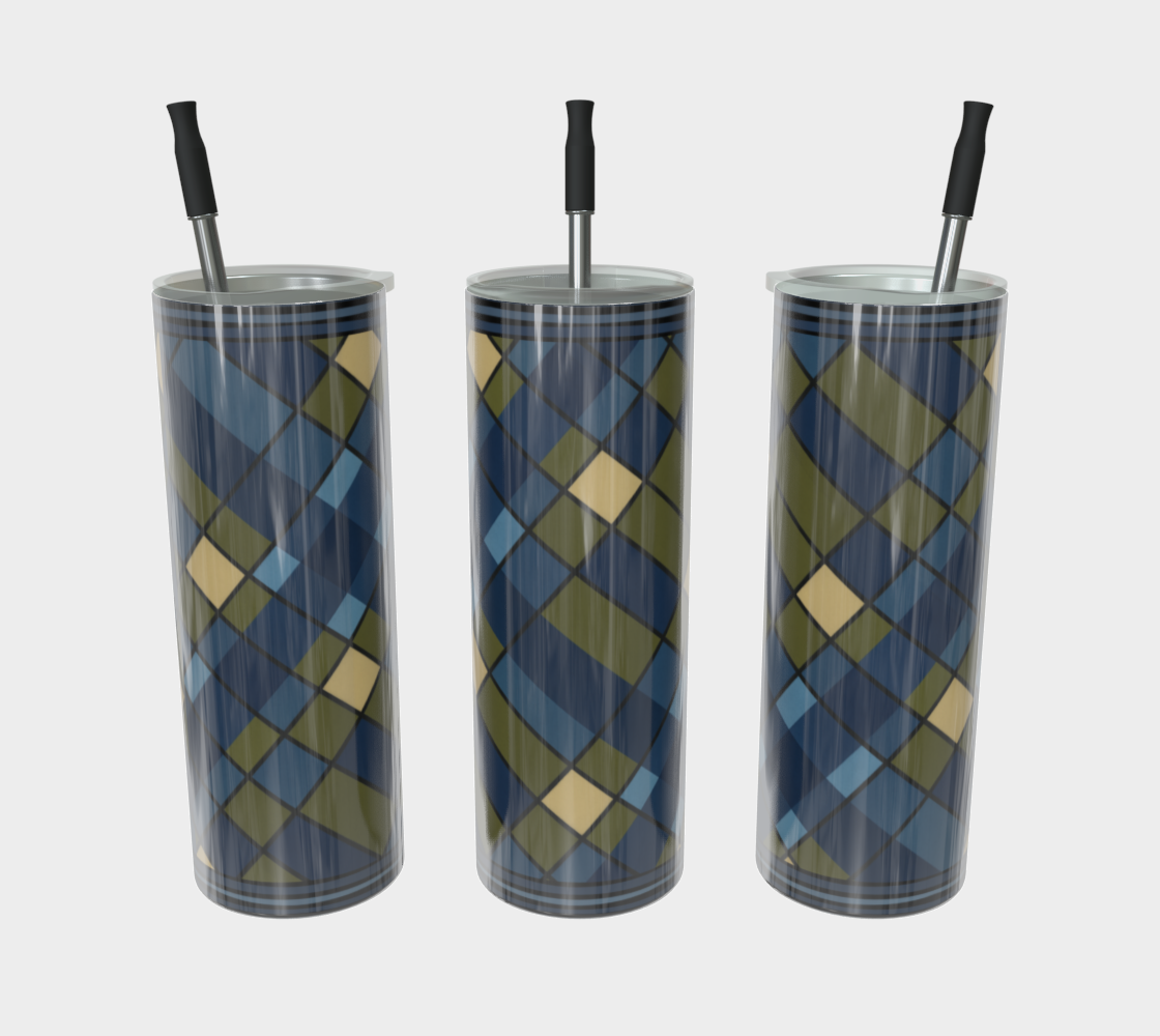 Blue Plaid Water Bottle