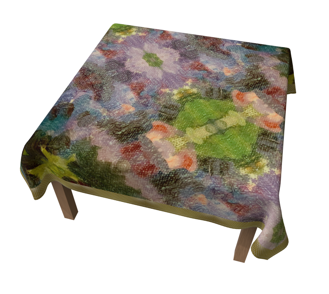Lilac Waterlilies 60 x 60 Tablecloth with Gold Border