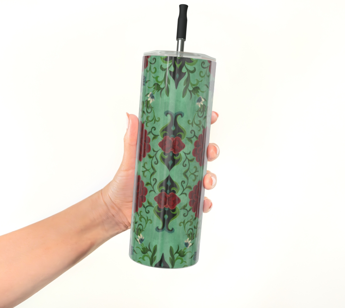 Imperial Peonies Mint Water Bottle