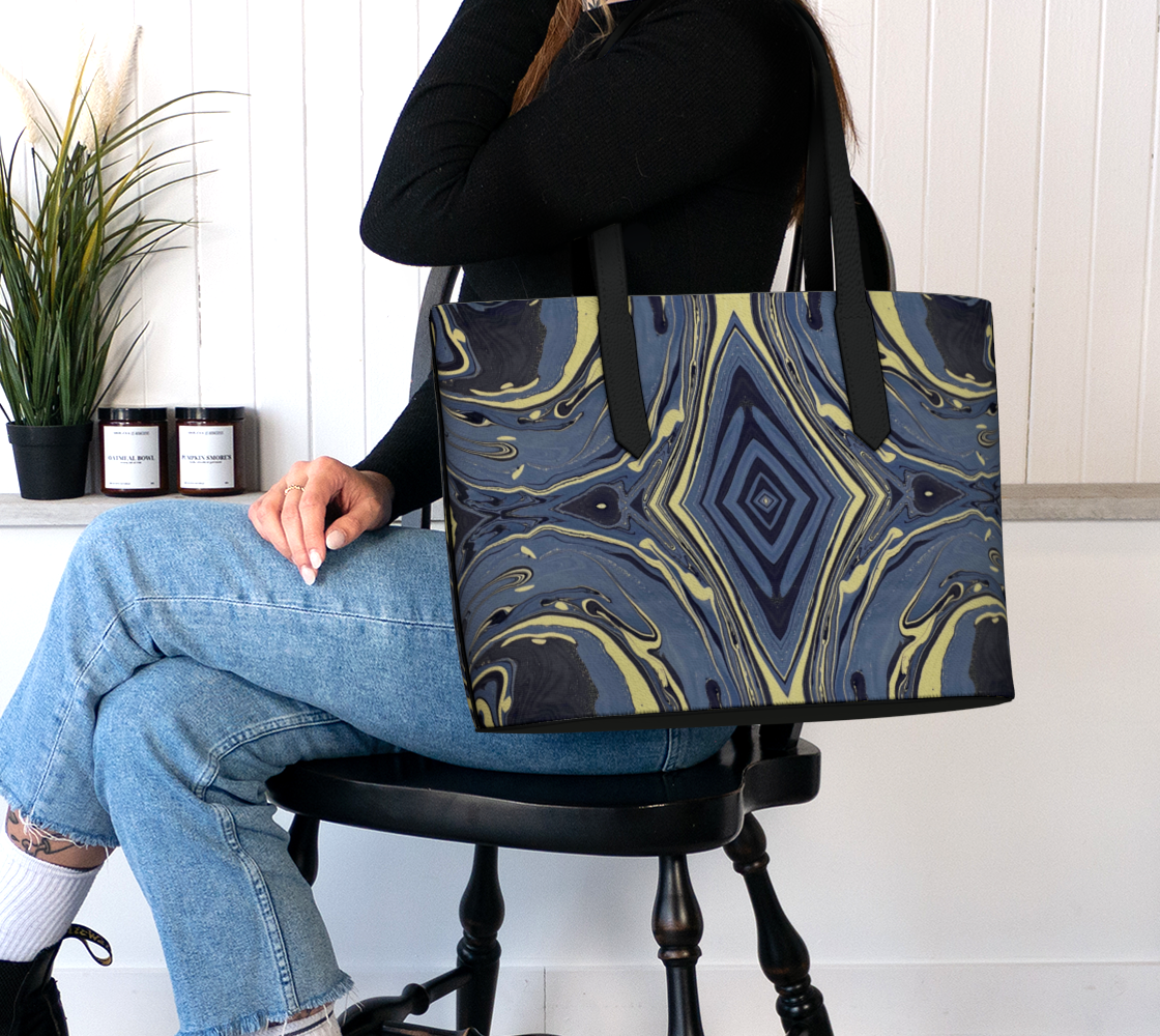 Mendocino Blues Diamond Vegan Leather Tote Bag