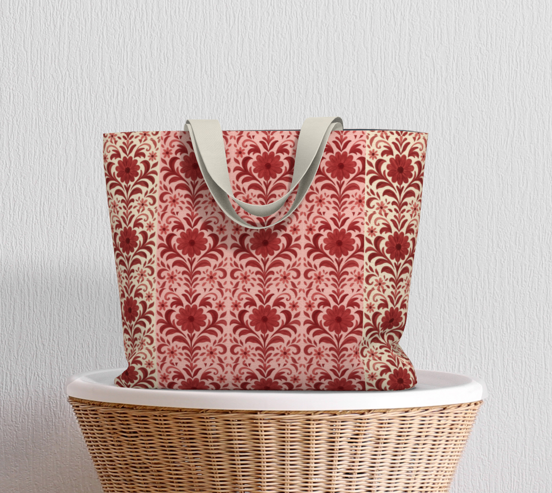 Petite Fleur Rouge D'Hiver Large Canvas Tote Bag