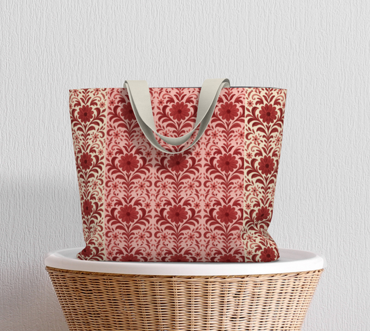 Petite Fleur Rouge D'Hiver Large Canvas Tote Bag