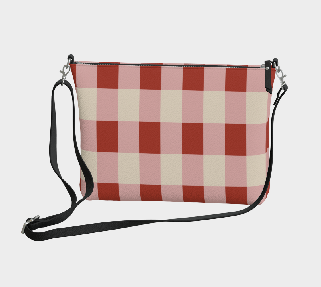 Red Gingham Vegan Leather Crossbody Purse