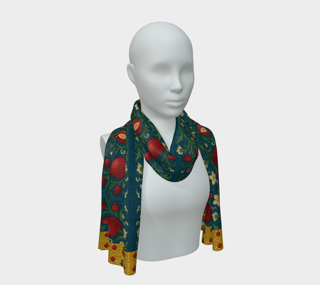 WINTER POMEGRANATES 16 x 72 long scarf