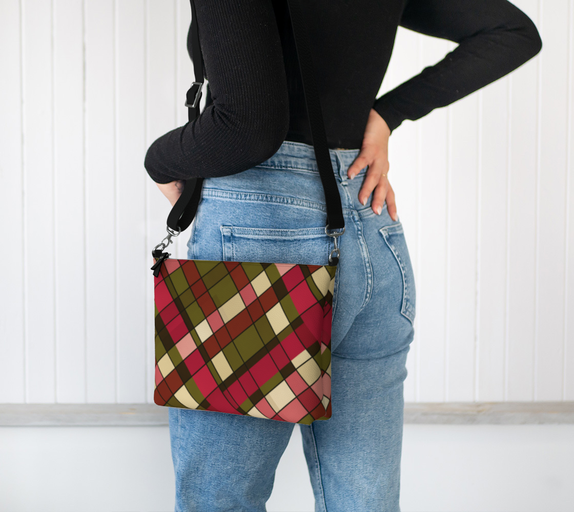 Plaid Harvest Vegan Leather Crossbody Purse