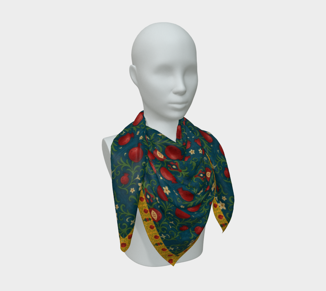 WINTER POMEGRANATES 50 x 50 scarf