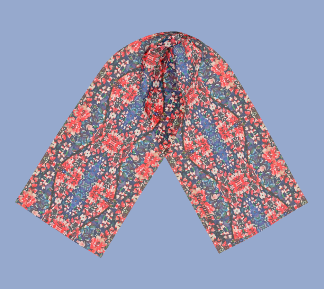 Somerset Rose Damask Silk Long Scarf