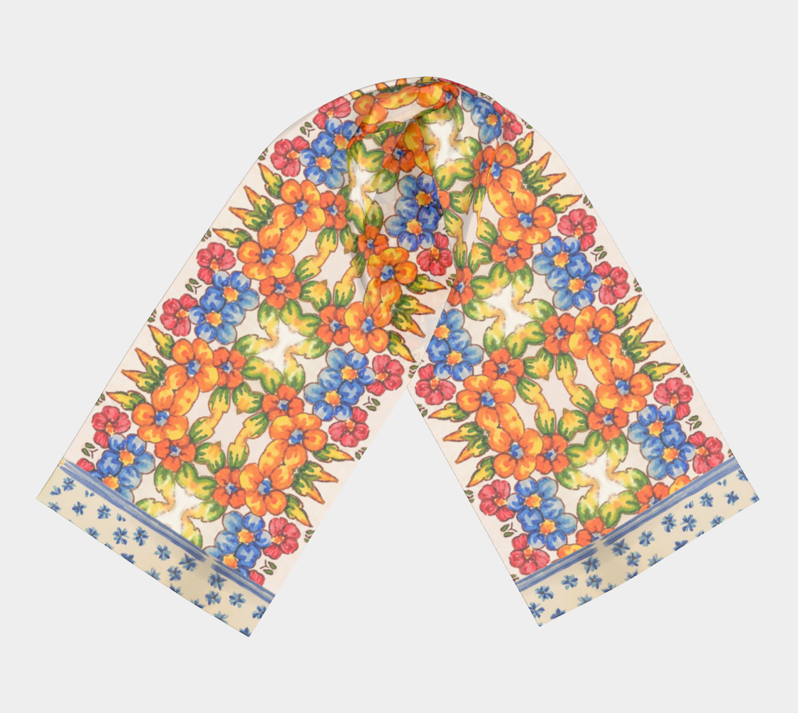 Positano Flowers Long Silk Scarf