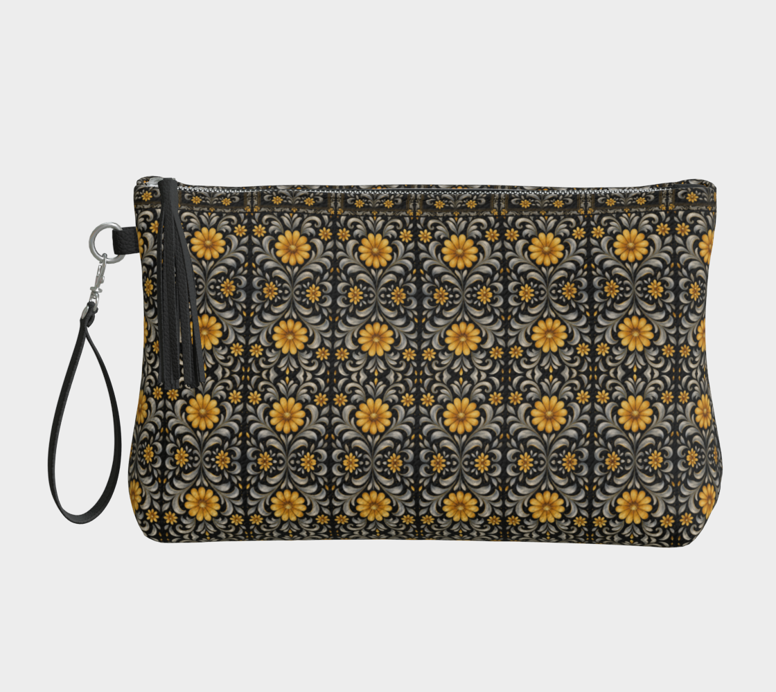 mini print midnight gilded garden clutch