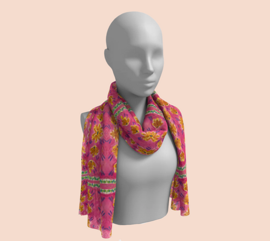 Pink Botanique Silk Long Scarf
