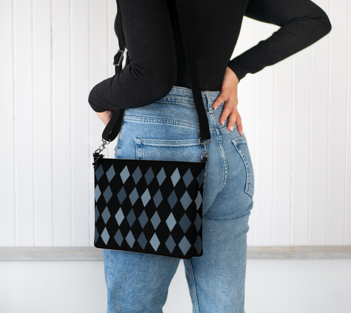 Midnight Argyle Vegan Leather Crossbody