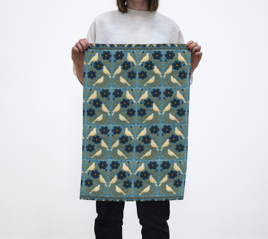 Doves of Peace banded tea towel