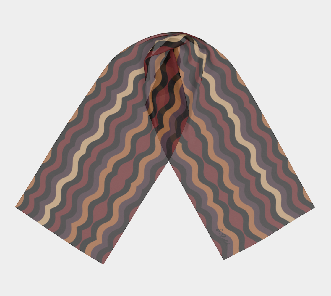 Burgundy Little Waves Silk Long Scarf