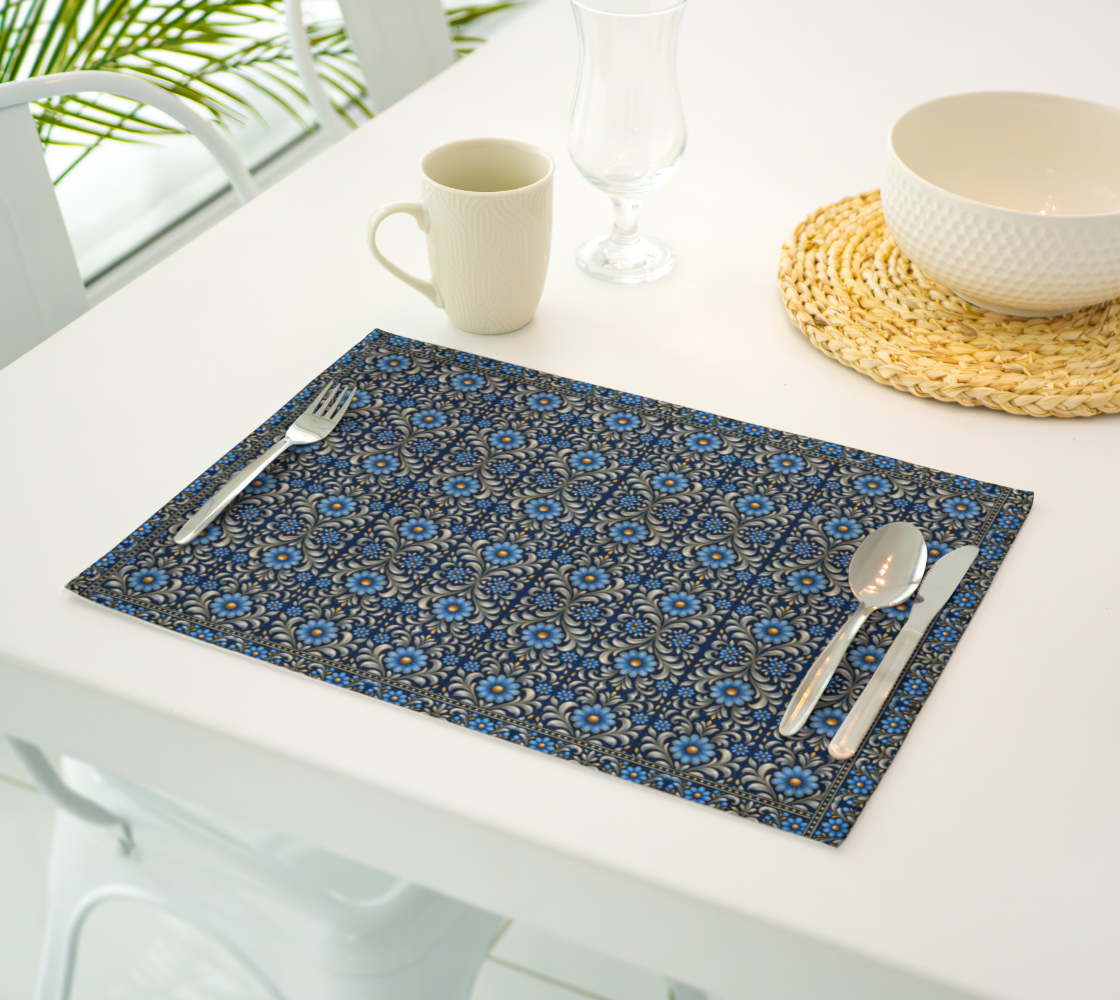 Gilded Navy Azure Bloom placemat