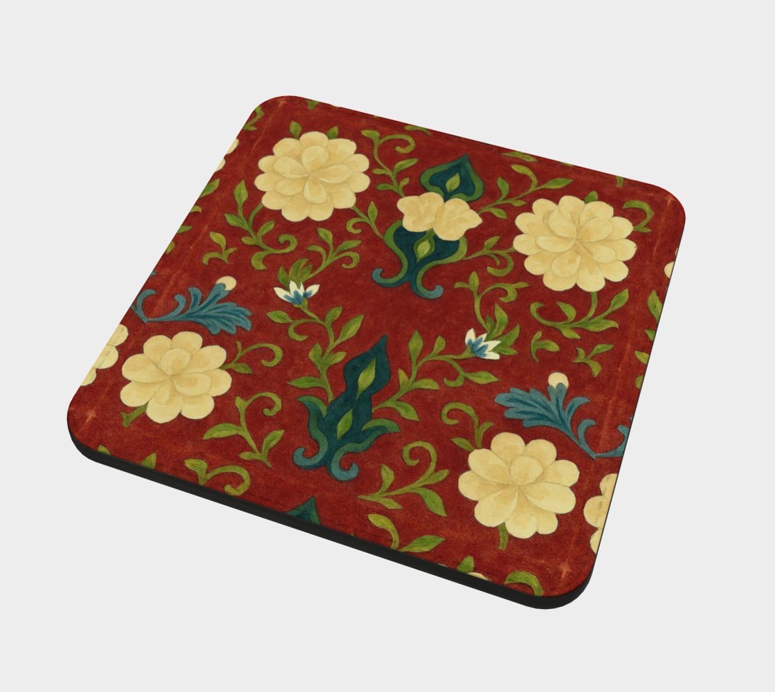 Imperial Peonies Cranberry Coaster