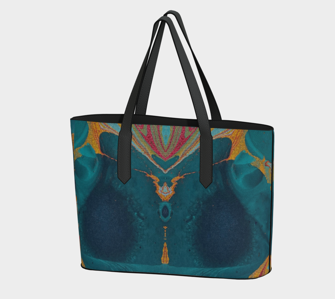 Gilded Peacock Feather Large Vegan Tote