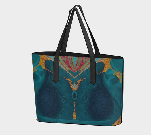 Gilded Peacock Feather Large Vegan Tote