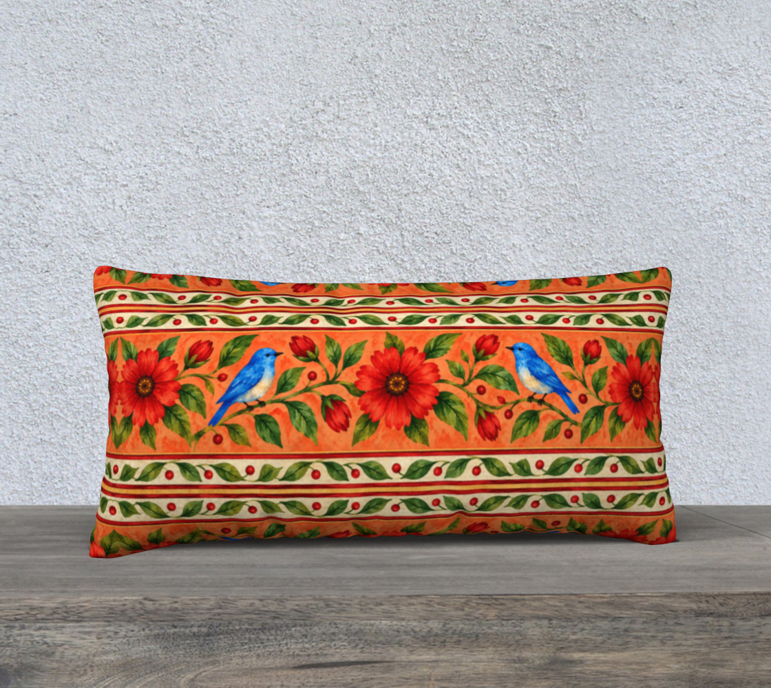 songbird bloom terracotta  banded 24 x 12 pillow