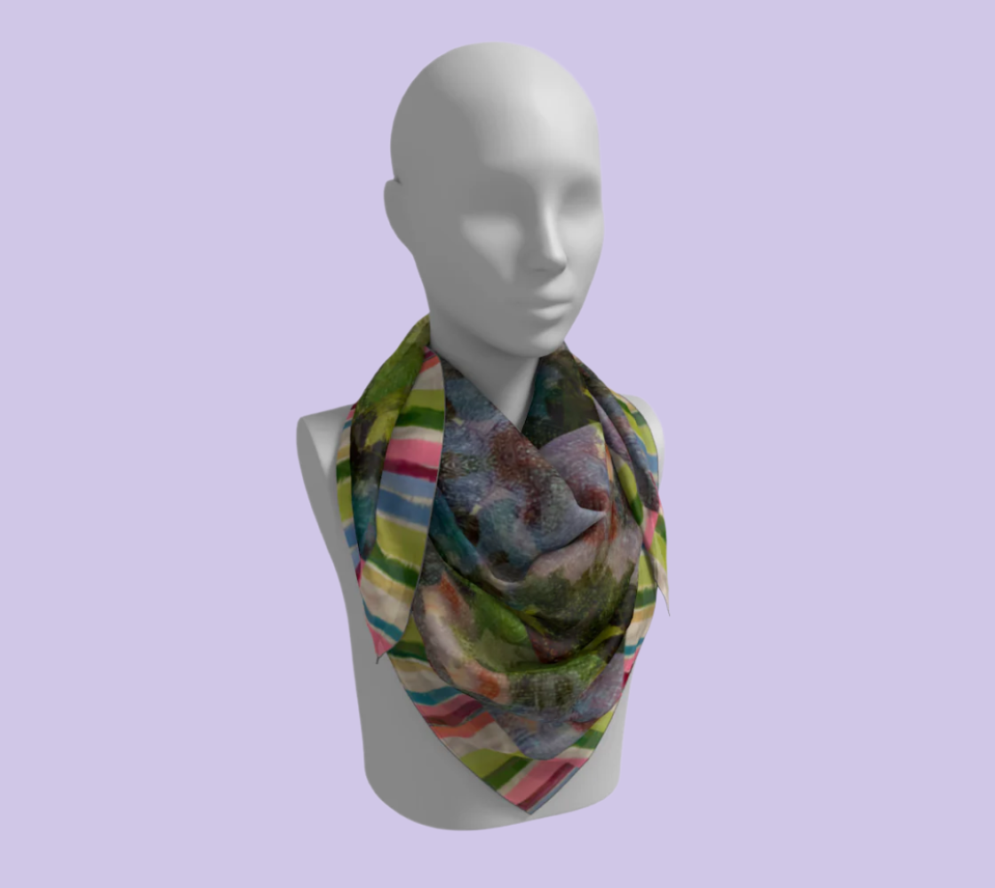 Lilac Waterlilies Silk Square Scarf