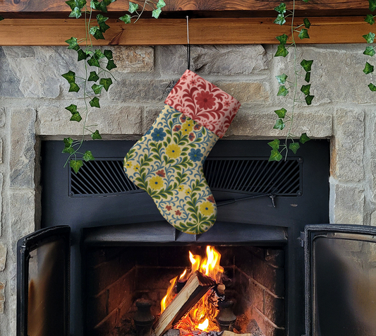 Jardin Provencale Goldenrod Red Holiday Stocking