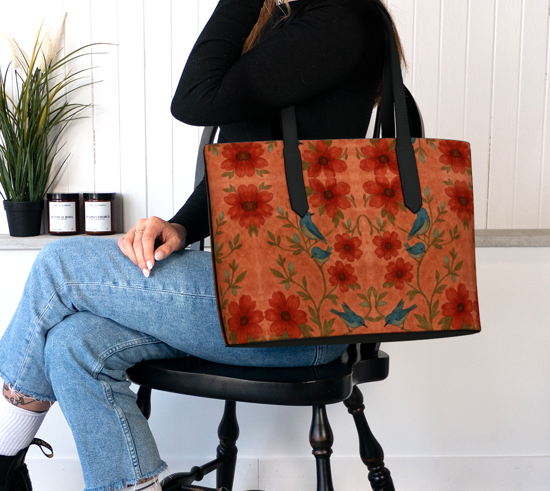 Songbird Bloom Terracotta Vegan Leather Tote