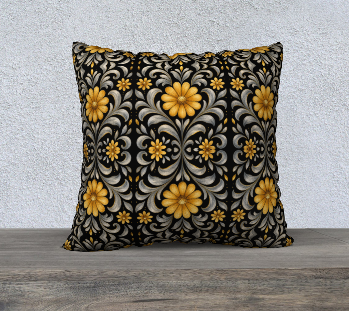 Midnight Silver Garden 22 x 22 pillow