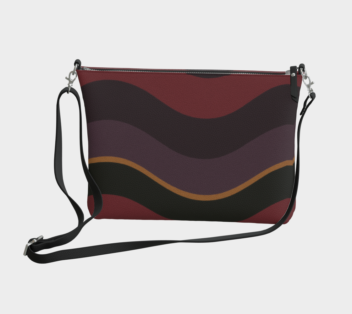 Burgundy Big Waves Vegan Leather Crossbody Purse