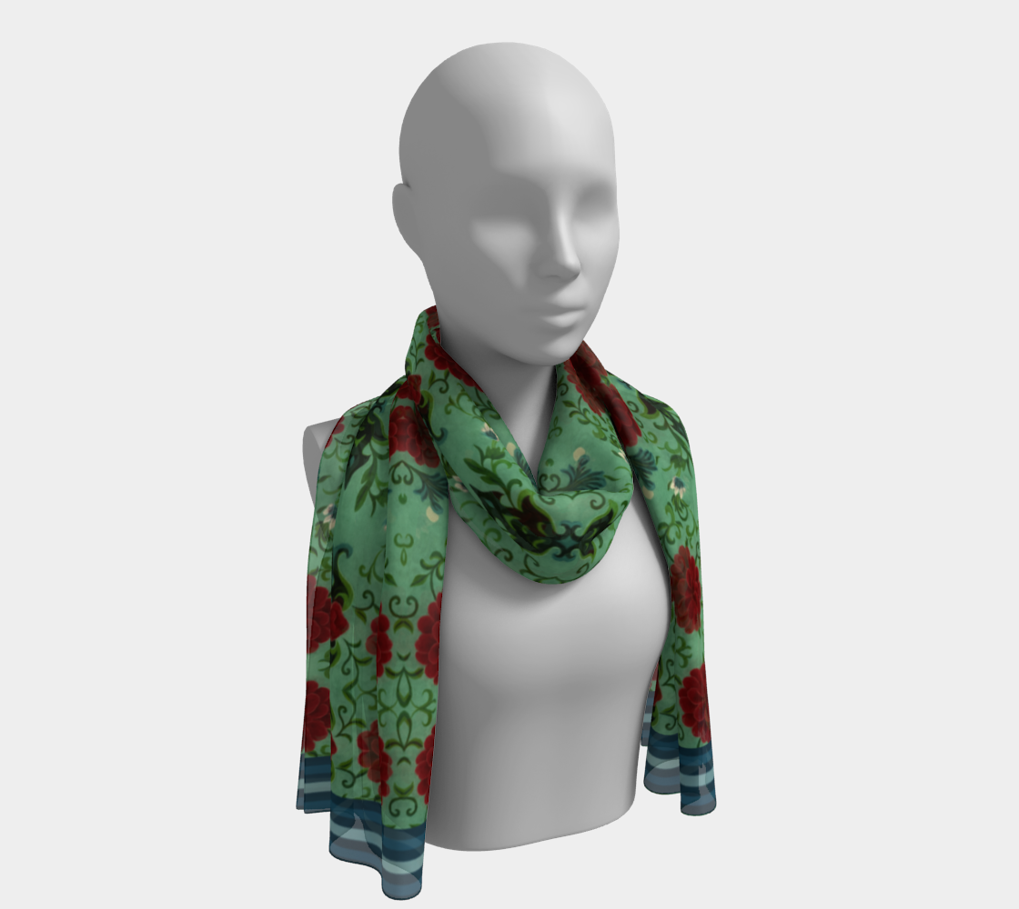 Imperial Peonies Mint Sink Long Scarf