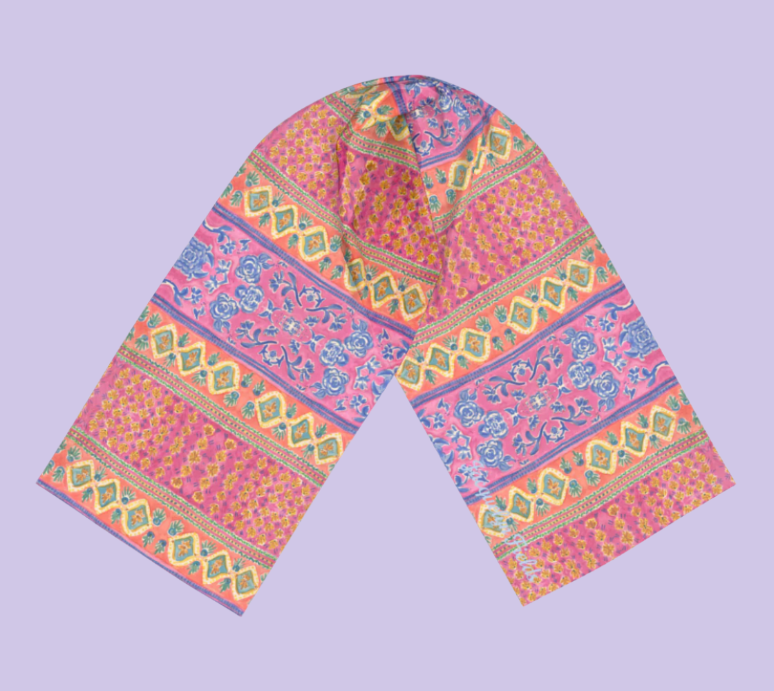 Coral Caravan Long Silk Scarf