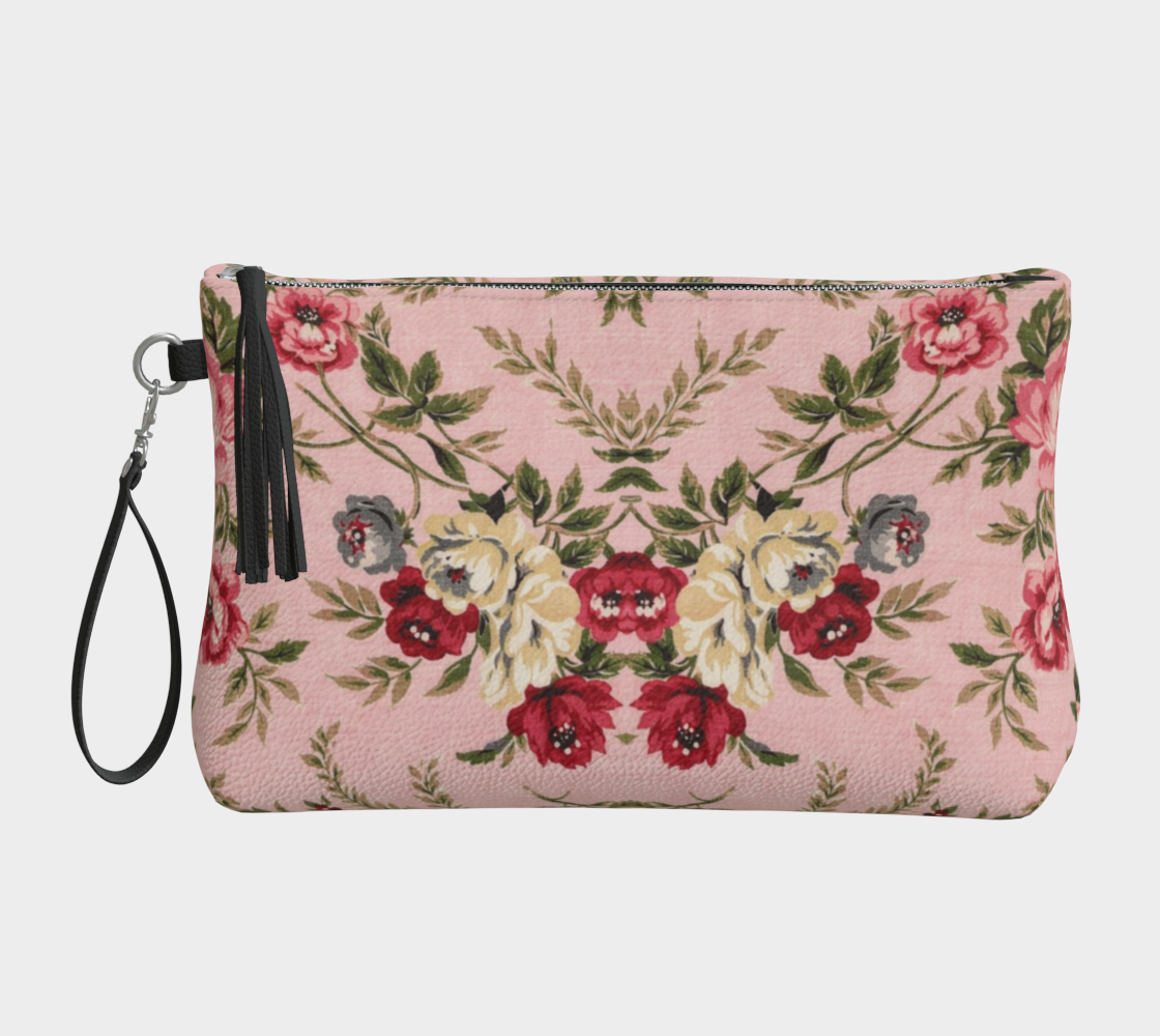 Rose Trellis Vegan Leather Clutch Wristlet