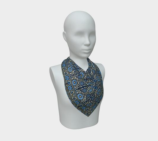 Gilded Navy Azure Bloom 36 x 36 scarf