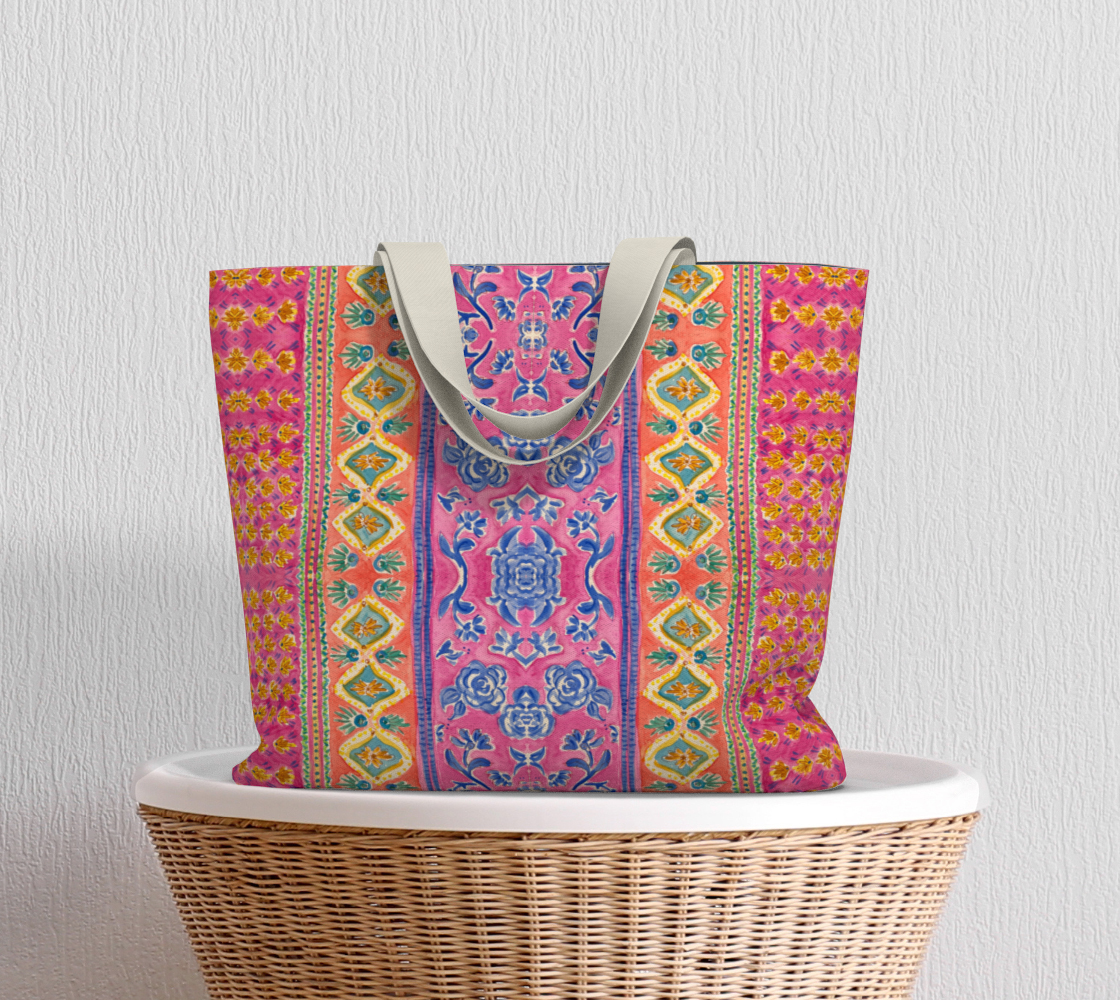 Coral Caravan Canvas Tote Bag