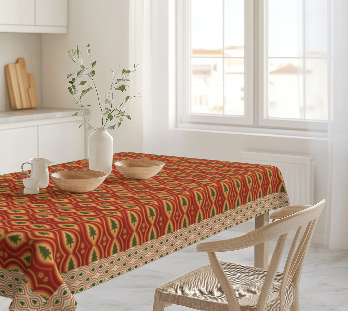 bHearthside Pines banded xmass trees allover #1 60 x 90 tablecloth