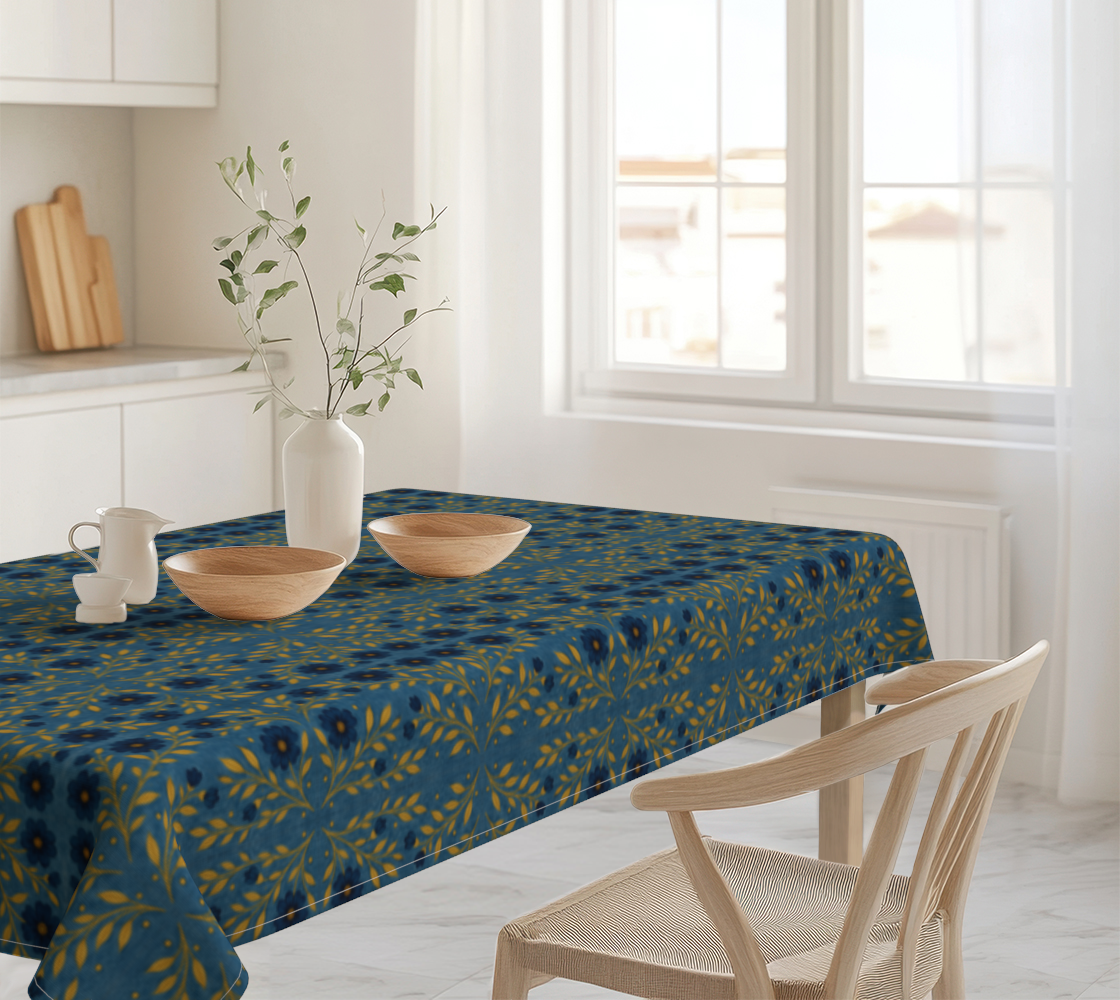 INDIGO MEADOW TABLECLOTH 90 X 60